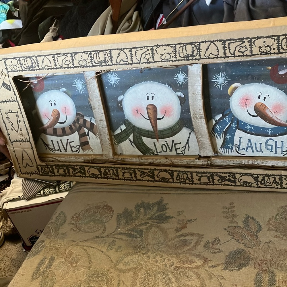 Live live laugh snowman plaque